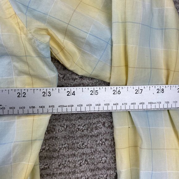 Tommy Hilfiger Shirt Men Medium M Yellow Blue Plaid Button Down DEFECT BUTTON - Picture 8 of 14